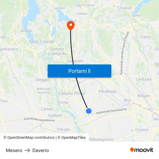 Mesero to Daverio map