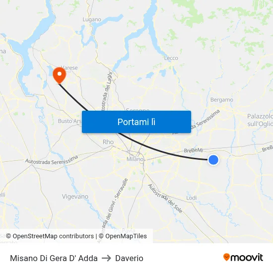 Misano Di Gera D' Adda to Daverio map