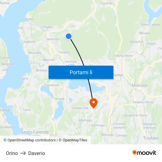 Orino to Daverio map