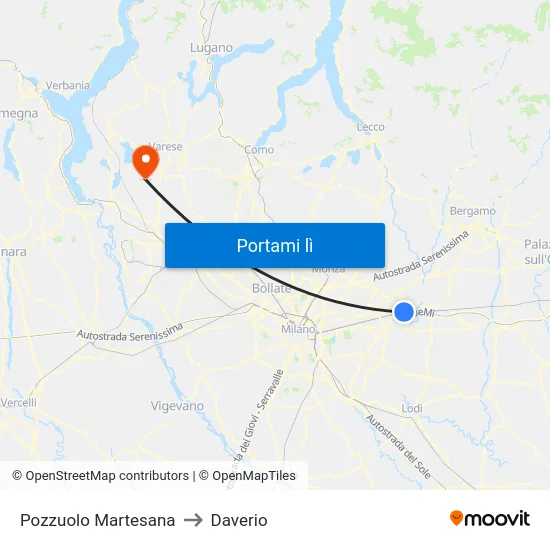 Pozzuolo Martesana to Daverio map