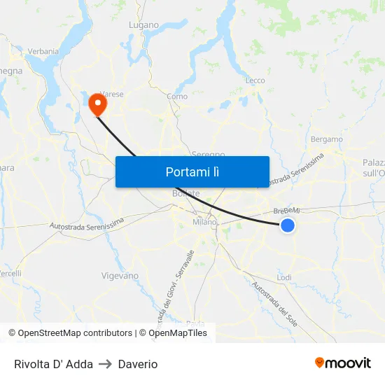 Rivolta D' Adda to Daverio map