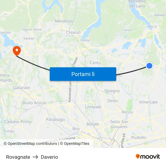 Rovagnate to Daverio map