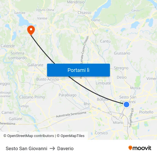 Sesto San Giovanni to Daverio map