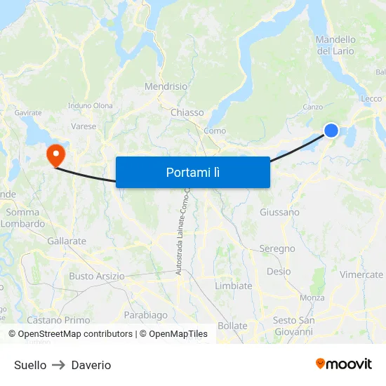 Suello to Daverio map