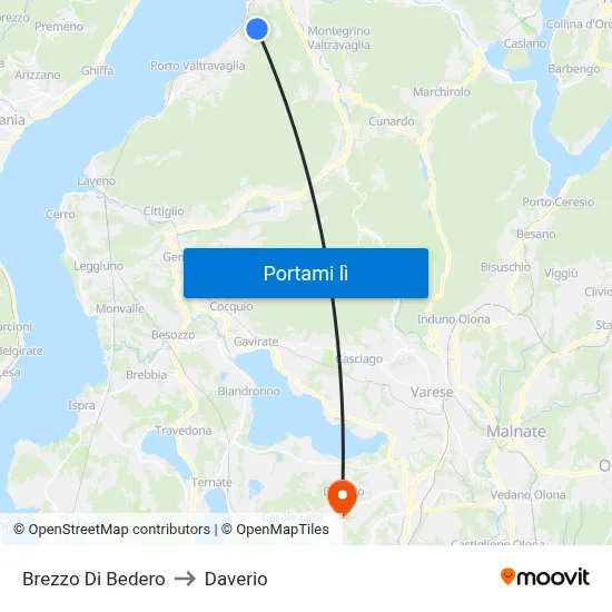 Brezzo Di Bedero to Daverio map