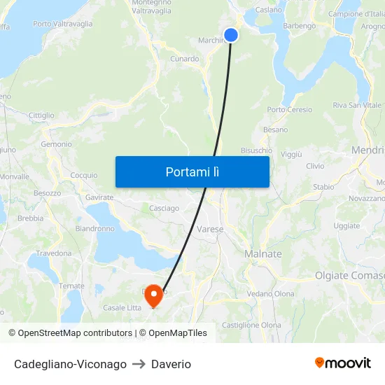 Cadegliano-Viconago to Daverio map