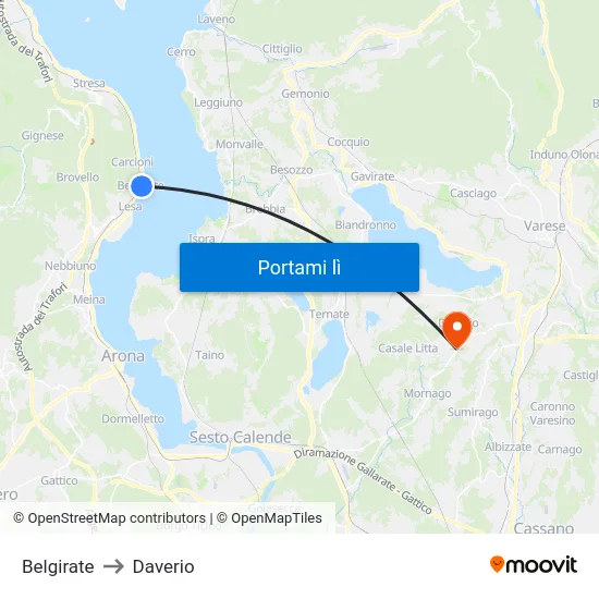 Belgirate to Daverio map