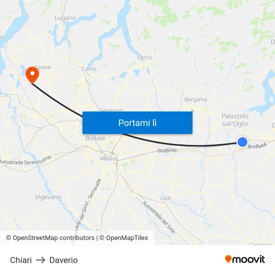 Chiari to Daverio map