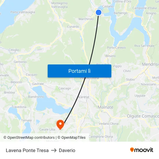 Lavena Ponte Tresa to Daverio map