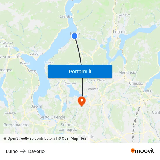 Luino to Daverio map