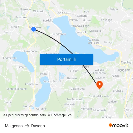 Malgesso to Daverio map