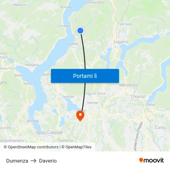 Dumenza to Daverio map
