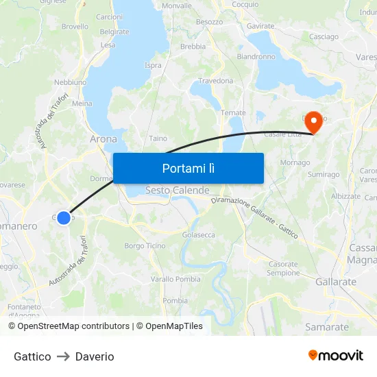 Gattico to Daverio map