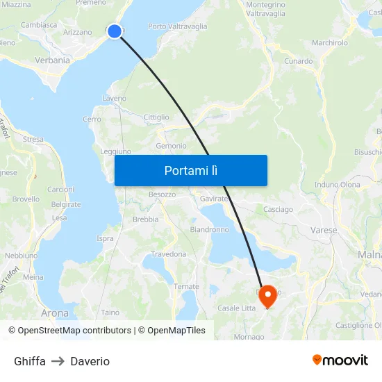 Ghiffa to Daverio map