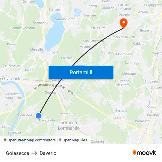 Golasecca to Daverio map
