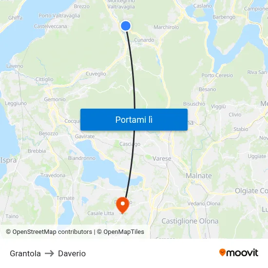 Grantola to Daverio map