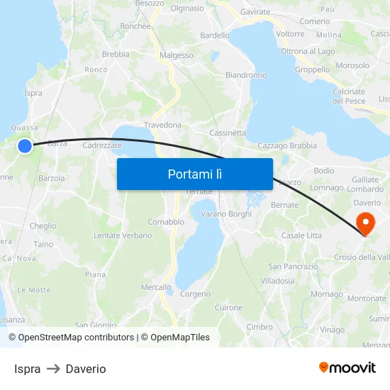 Ispra to Daverio map