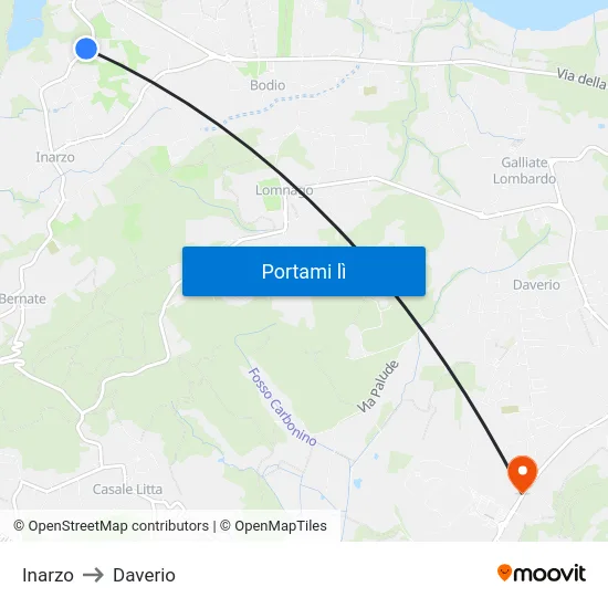 Inarzo to Daverio map