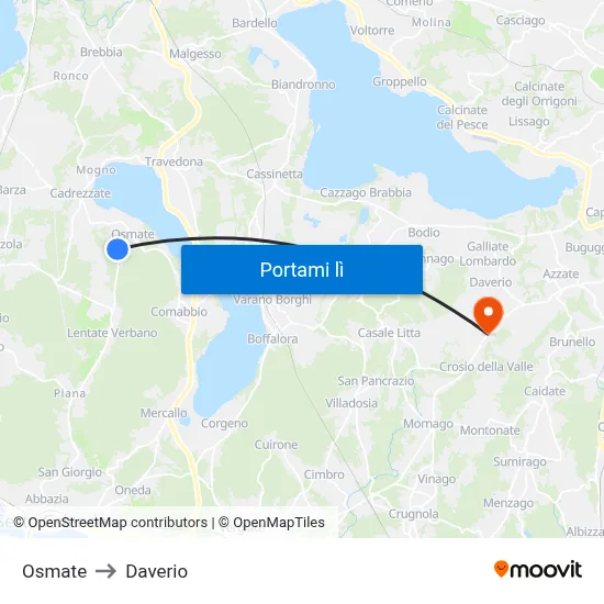 Osmate to Daverio map