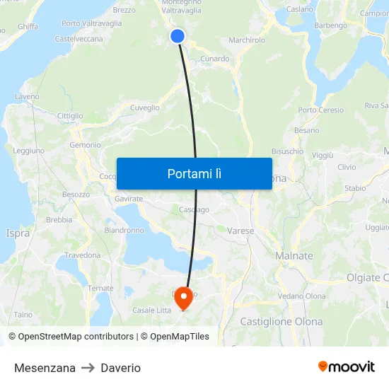 Mesenzana to Daverio map