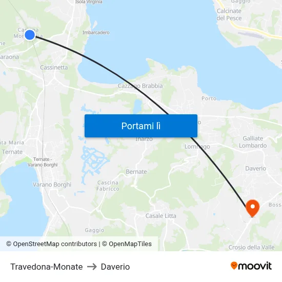 Travedona-Monate to Daverio map