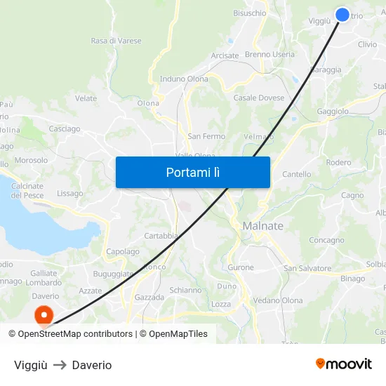 Viggiù to Daverio map