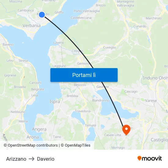 Arizzano to Daverio map