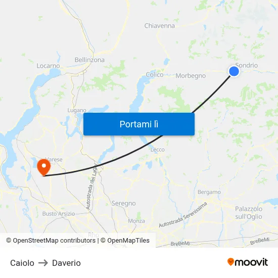 Caiolo to Daverio map
