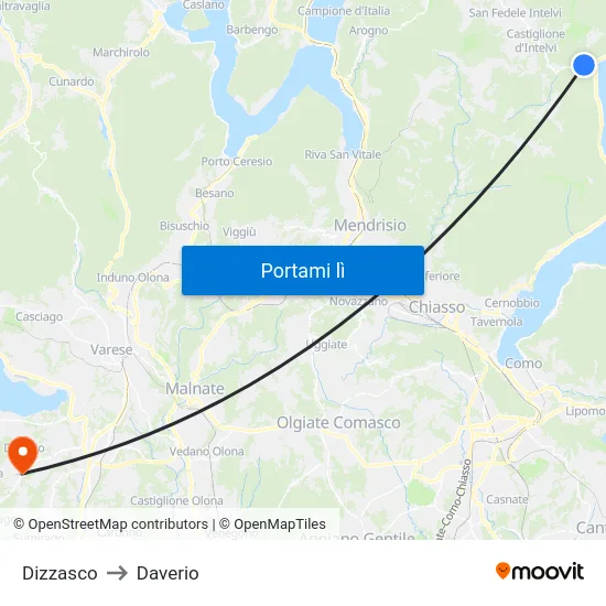 Dizzasco to Daverio map