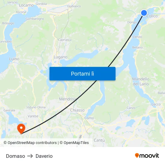 Domaso to Daverio map