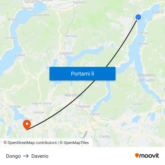Dongo to Daverio map