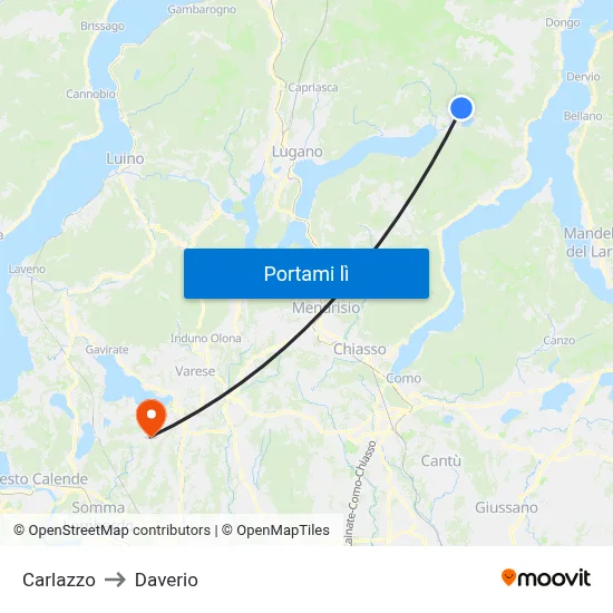 Carlazzo to Daverio map