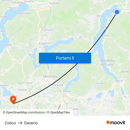 Colico to Daverio map