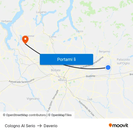 Cologno Al Serio to Daverio map