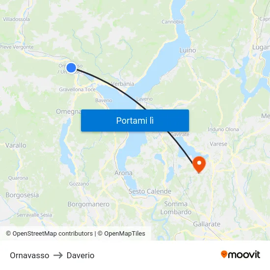 Ornavasso to Daverio map