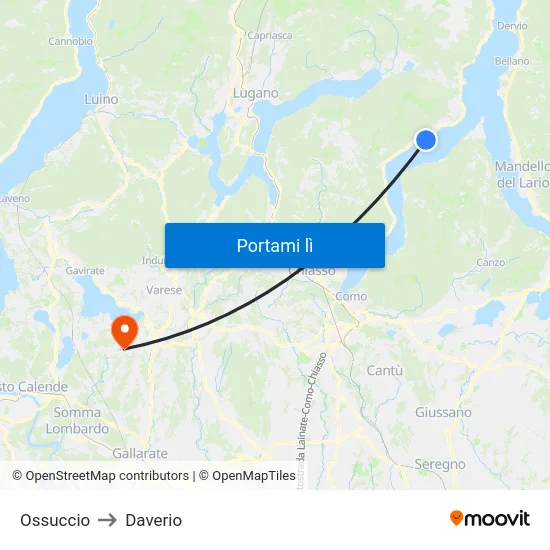 Ossuccio to Daverio map