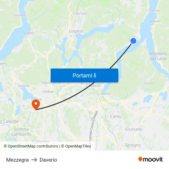 Mezzegra to Daverio map