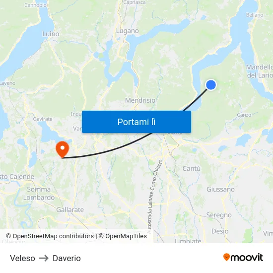 Veleso to Daverio map