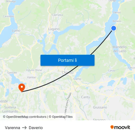 Varenna to Daverio map