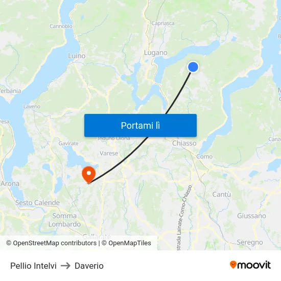 Pellio Intelvi to Daverio map