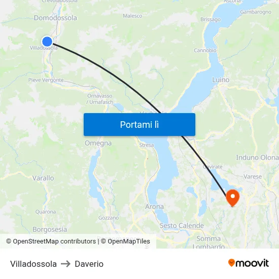 Villadossola to Daverio map