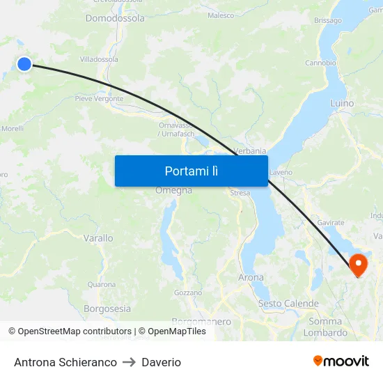 Antrona Schieranco to Daverio map