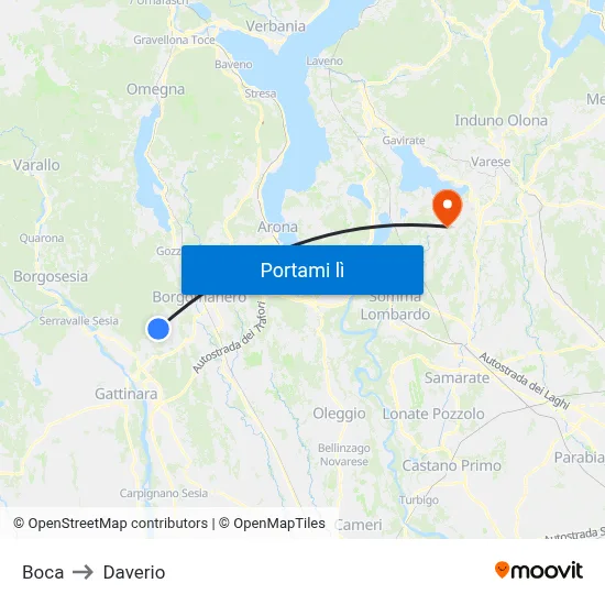 Boca to Daverio map