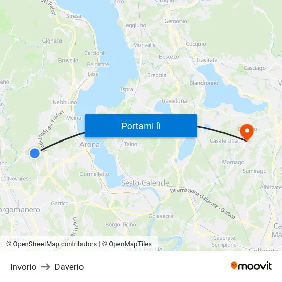 Invorio to Daverio map