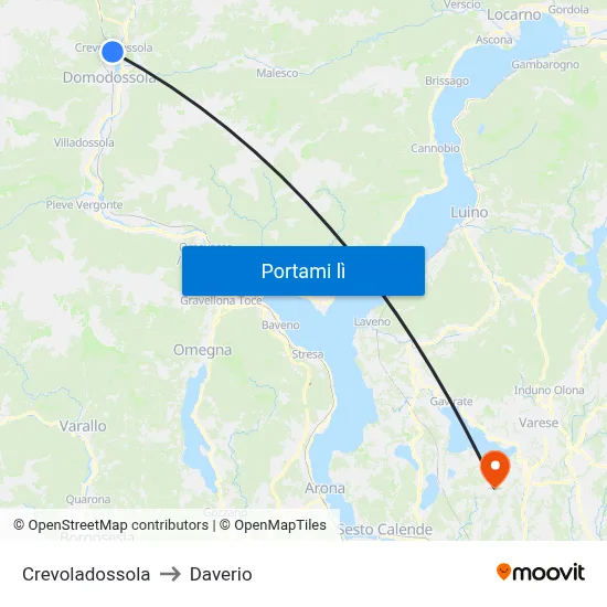 Crevoladossola to Daverio map