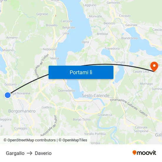 Gargallo to Daverio map