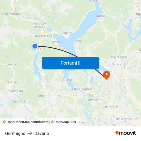 Germagno to Daverio map
