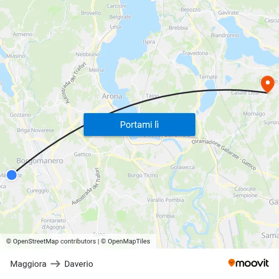 Maggiora to Daverio map