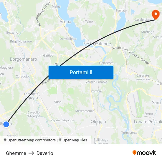 Ghemme to Daverio map
