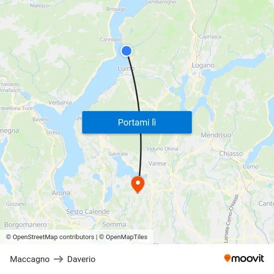 Maccagno to Daverio map